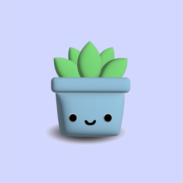 Vector cute cactus 3d