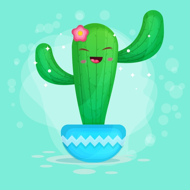 Cute cactus cartoon illustration