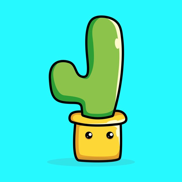 Vector cute cactus cartoon vector icon illustration. animal nature icon concept. isolated premium vector.