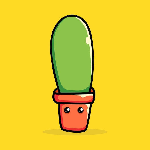 Cute cactus cartoon vector icon illustration. animal nature icon concept. isolated premium vector.