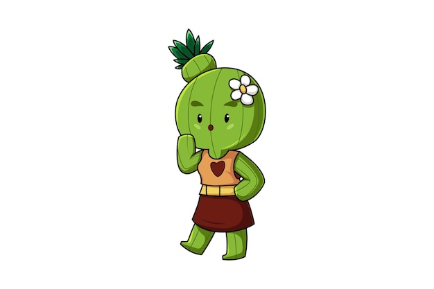 Cute Cactus Character Design Illustration
