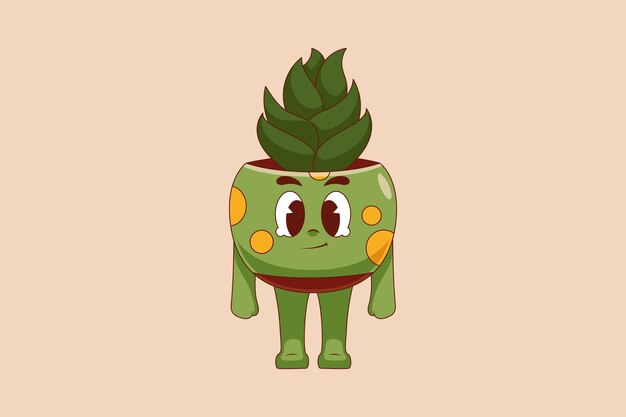 Cute Cactus Character Design Illustration