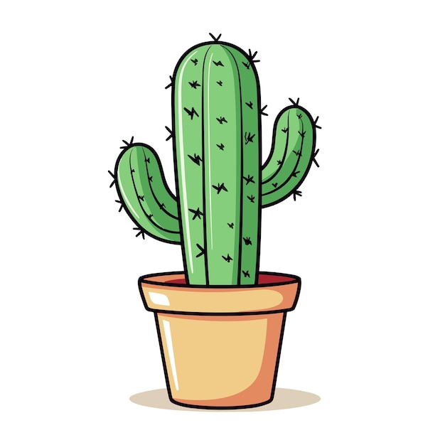 Cute cactus clipart cartoon style