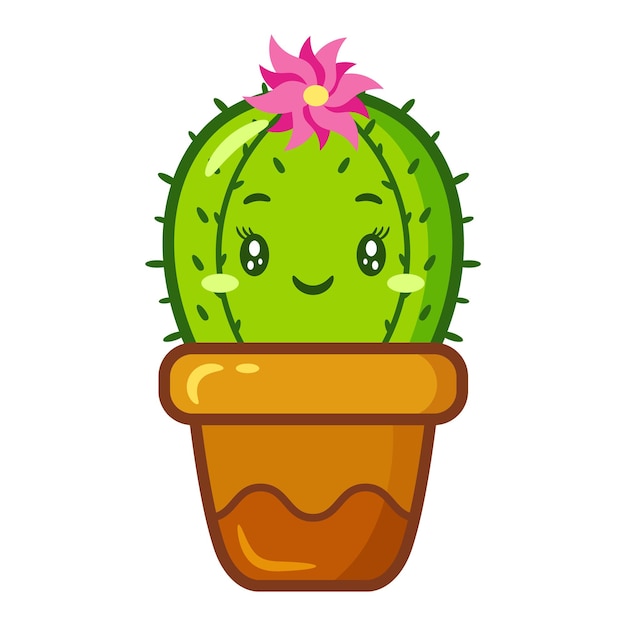 Vector cute cactus drawing sticker