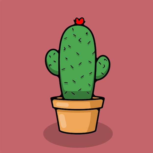 cute cactus illustration icon vector