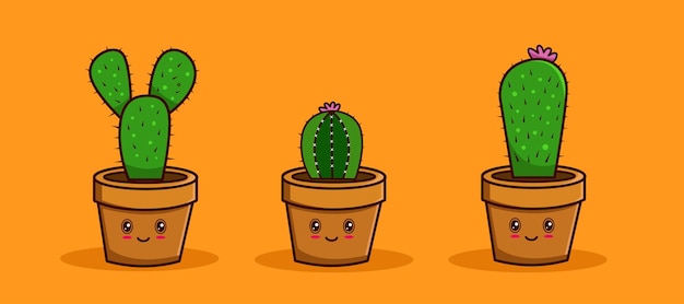 Cute Cactus Illustration Set