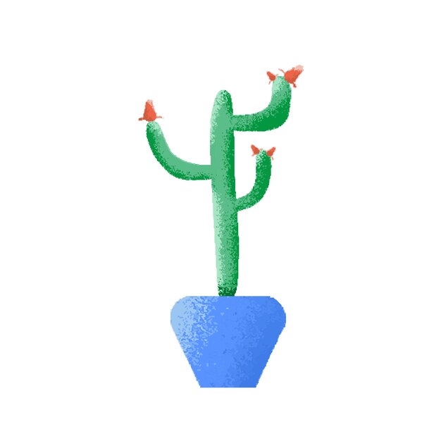 Vector cute cactus isolated on white background hand drawn