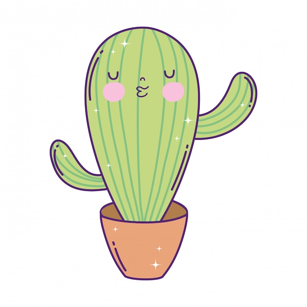 Simpatico personaggio di cactus kawaii