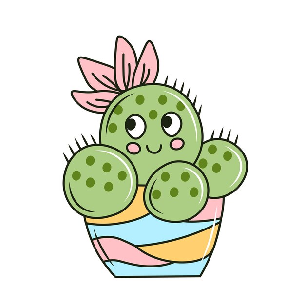 Cute cactus kawaii doodle