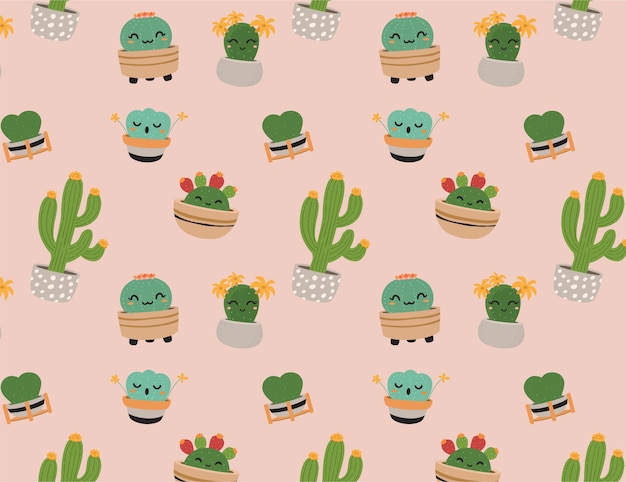 Vector cute cactus pattern