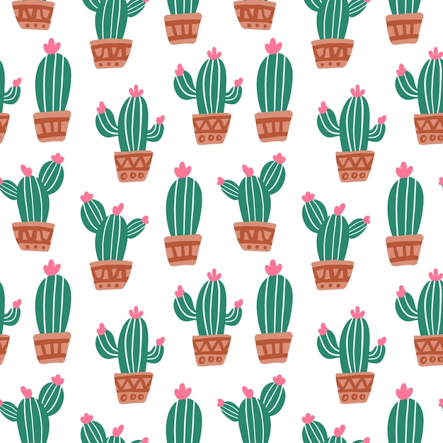 Cute Cactus Plant Seamless Pattern Design