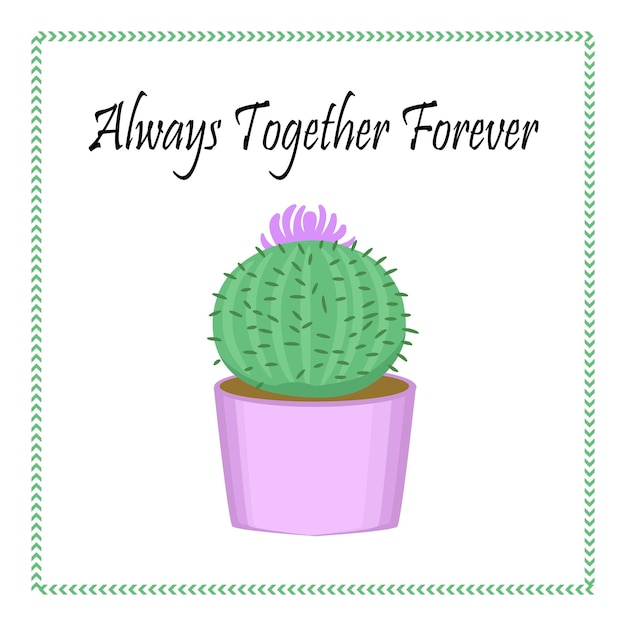 Cute cactus pot template vector with inspirational quotes for social media post