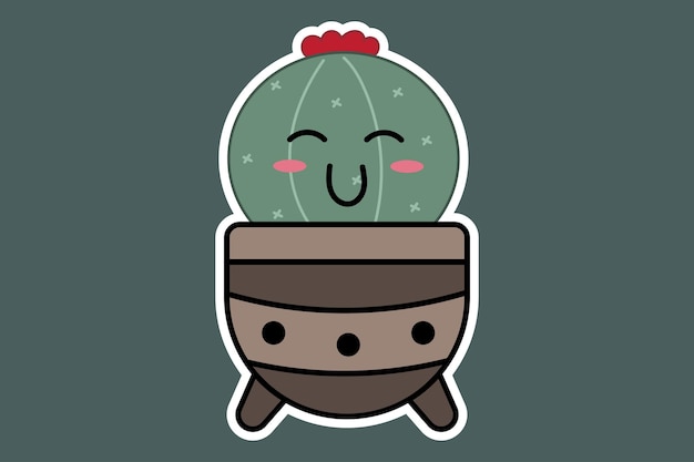 Vector cute cactus in a pot