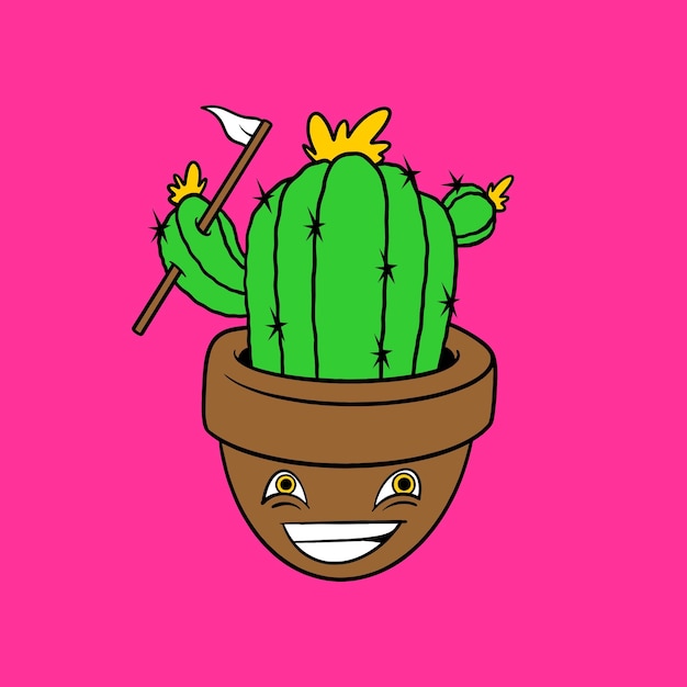 Cute cactus sticker design