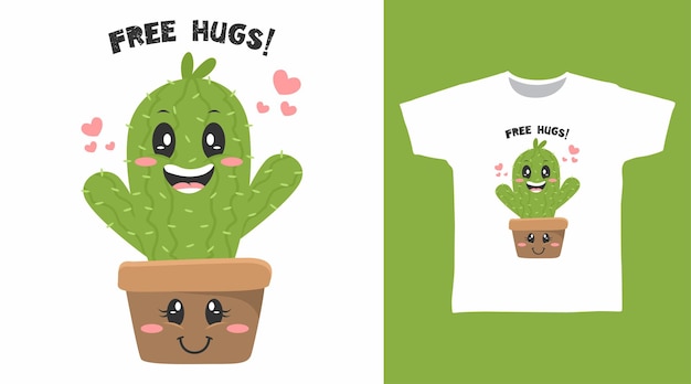 Cute cactus tee designs concept