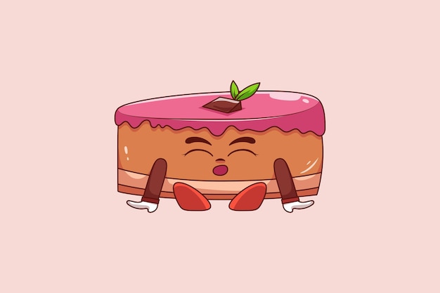 Cute Cake Character Design Illustration