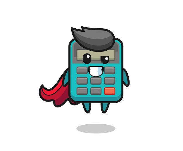 The cute calculator character as a flying superhero , cute style design for t shirt, sticker, logo element