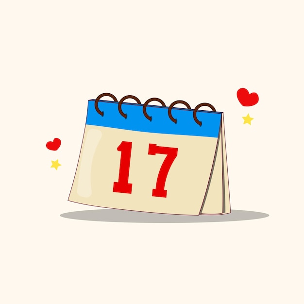 Cute Calendar 17 Agustus Indonesia Independence Day Vector Illustration