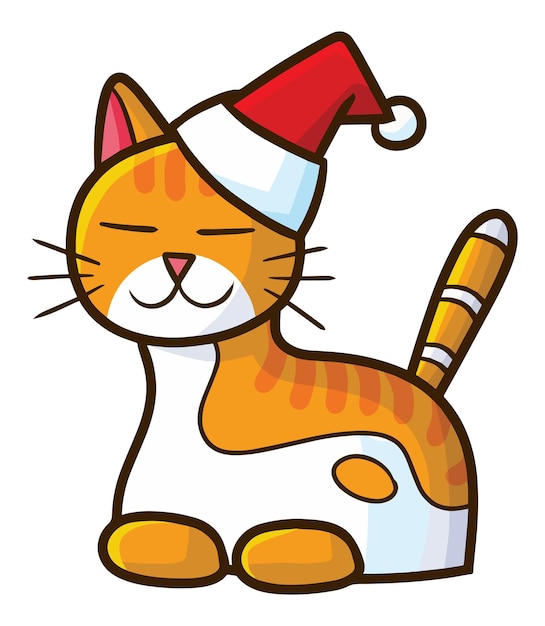 Cute and calm orange christmas cat  illustration