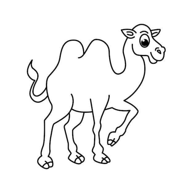 Cute camel cartoon coloring page vector