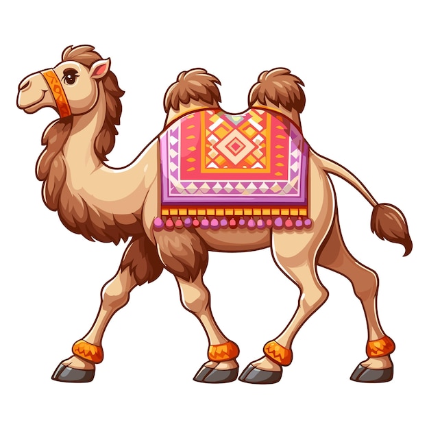 Vector cute camel cartoon vector style white background