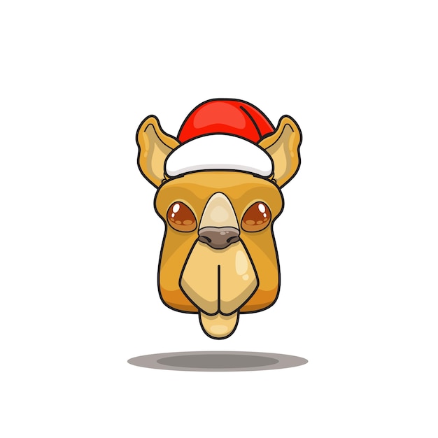 cute camel cartoon wearing santa hat