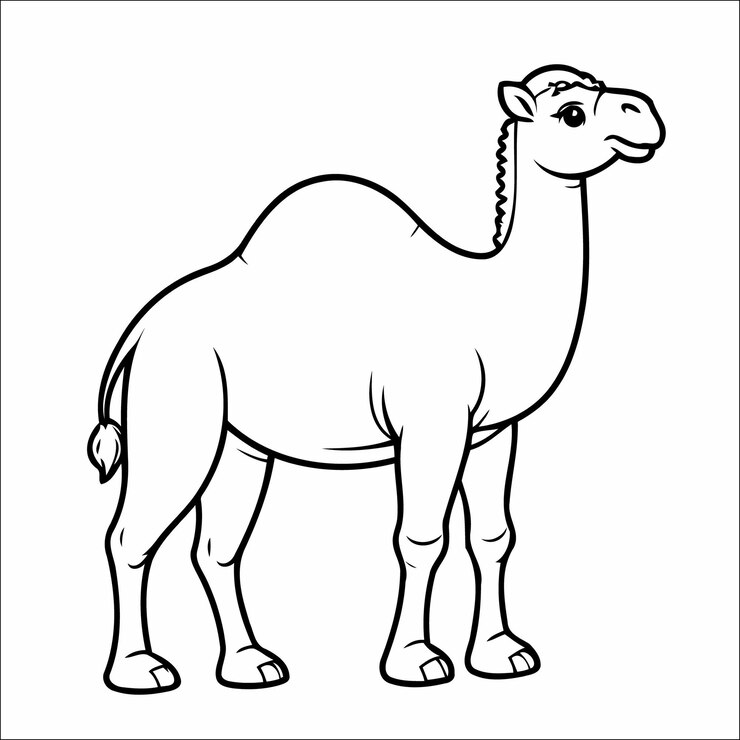 Vector cute camel coloring page for children