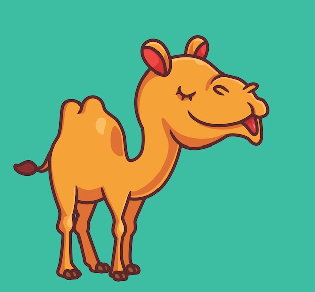 Vector cute camel happy smile isolated cartoon animal illustration flat style sticker icon design premium