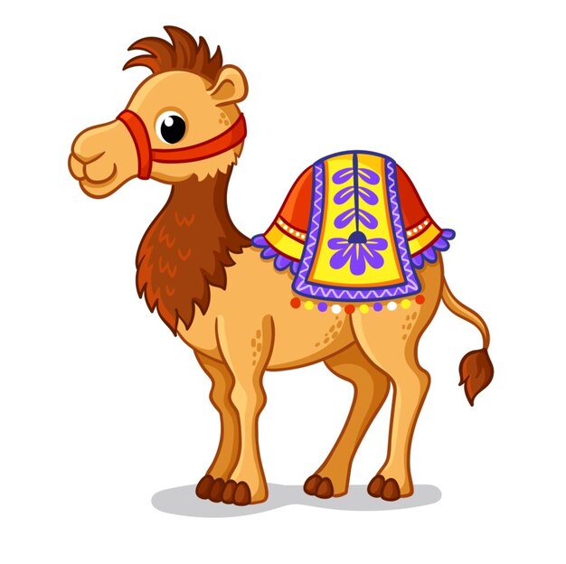 Vector cute camel stands in a cartoon style vector