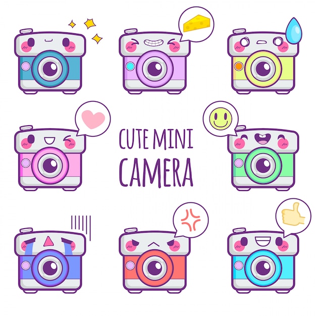 Emoticon di adesivo fotocamera carina