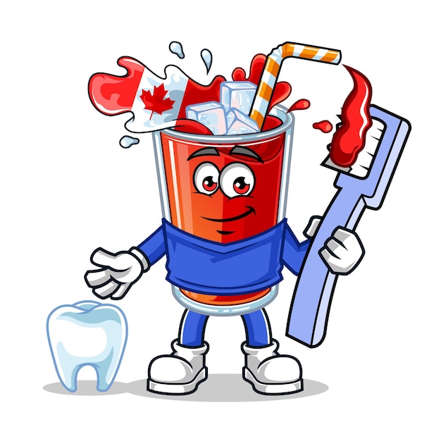 Cute canada drink flag dentist vector mascot illustration