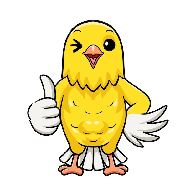 Cute canary bird cartoon giving thumb up