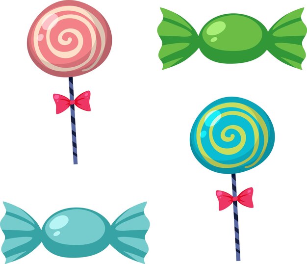 Cute candies isolated set