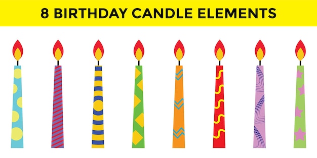 Vector cute candle birthday element collection