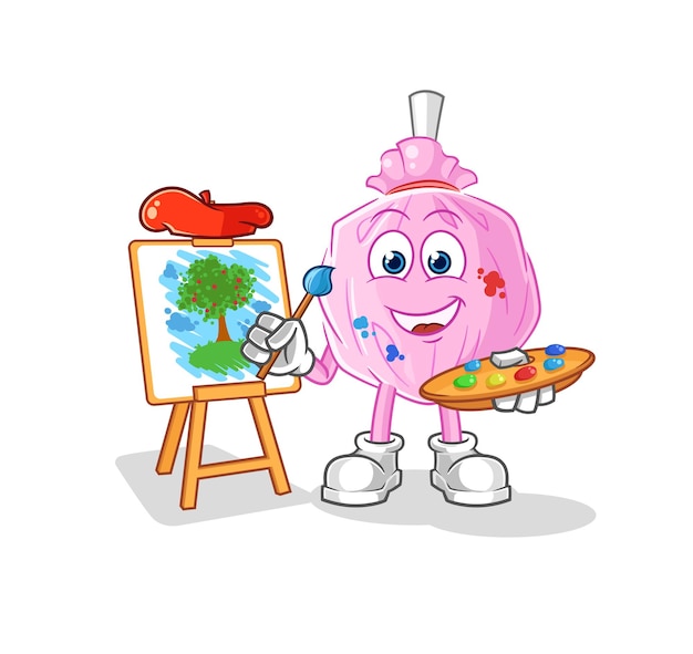 Cute candy artist mascot cartoon vector