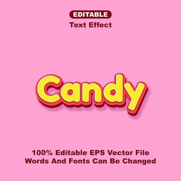 Vector cute candy editable text effect