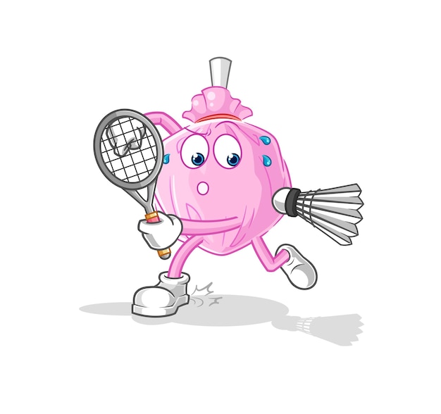 Cute candy playing badminton illustration character vector