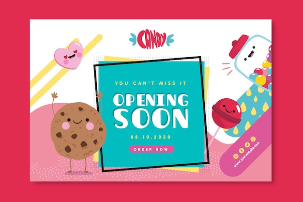 Cute candy shop banner template