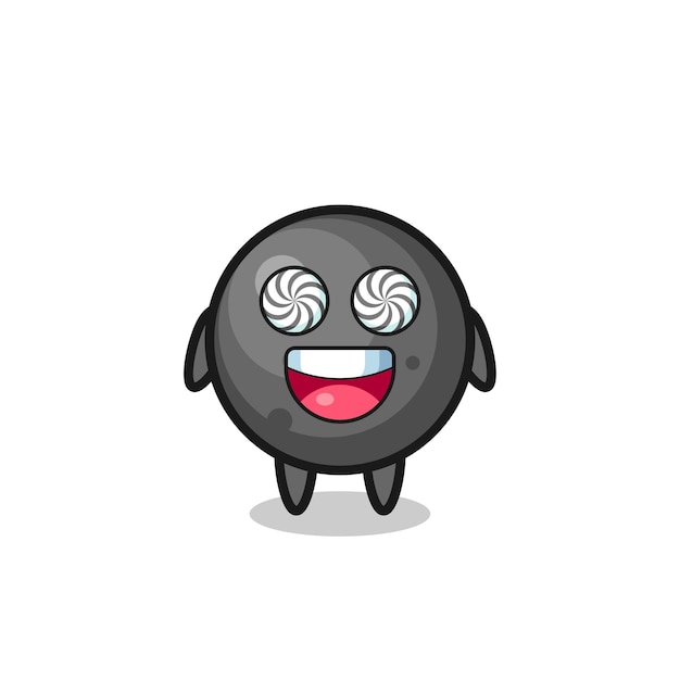 Vector cute cannon ball character with hypnotized eyes