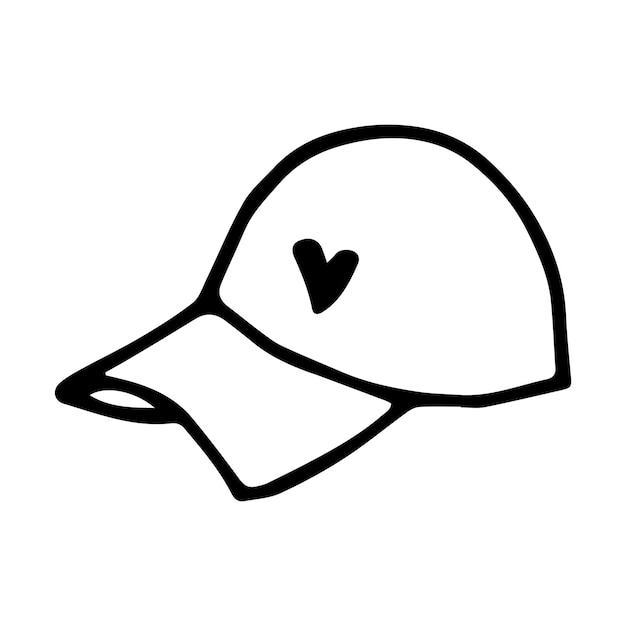 Premium Vector | Cute cap with heart doodle style vector illustration  isolated on white