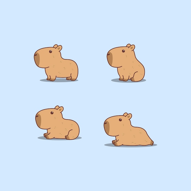 Vector cute capybara cartoon vector illustration