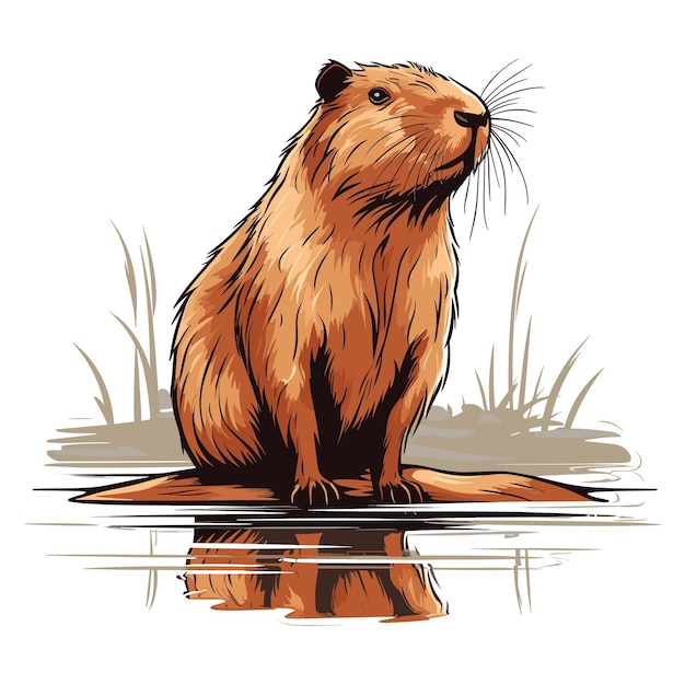 Cute Capybara Vector Art Illustration Design