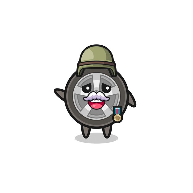 Vector cute car wheel as veteran cartoon  cute design