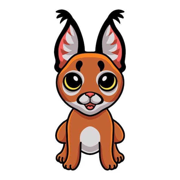 Cute caracal cat cartoon sitting