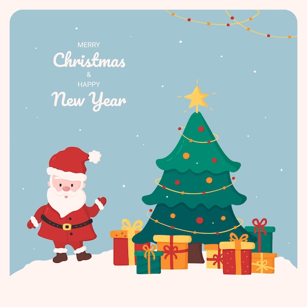 Premium Vector  Christmas and happy new year card with a cute