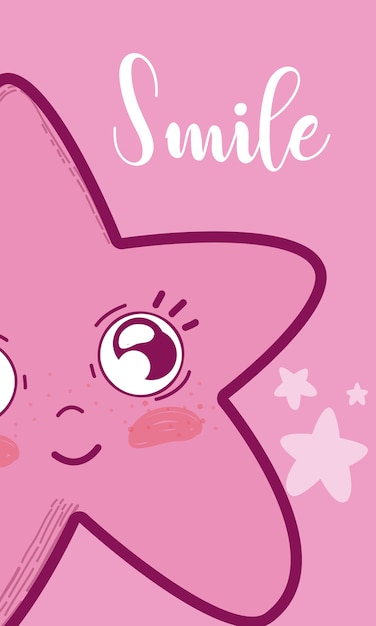 Cute card smile message with star cartoon 