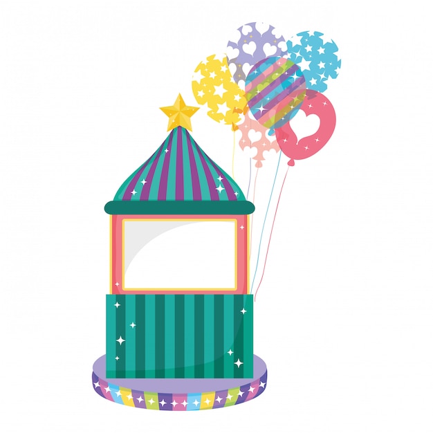 Симпатичный карнавальный киоск с воздушными шарами гелия