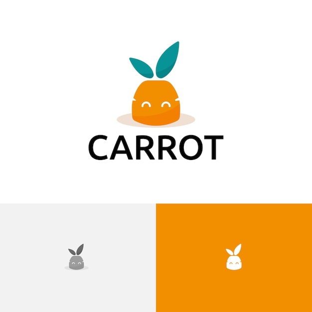 Cute Carrot Bunny Rabbit Vegetable Food Animal Logo