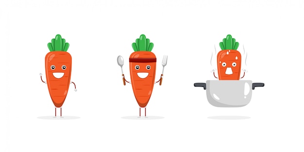 Vector cute carrot cartoon character mascot
