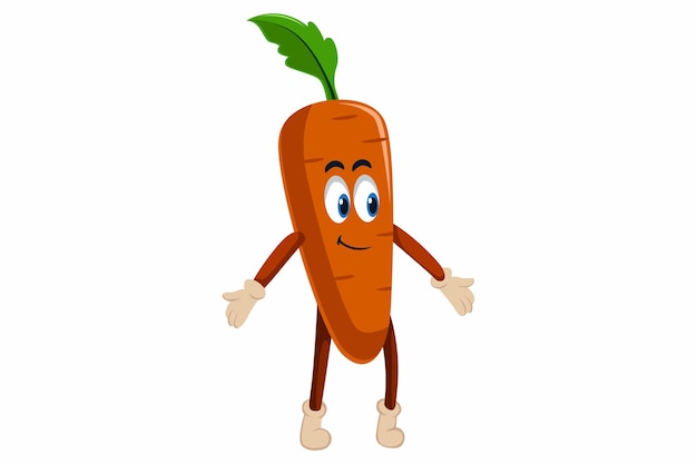 Вектор Симпатичная морковная иллюстрация дизайна персонажа